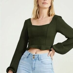 Altar'd State Women's  Long Sleeve Crop Top Size X-Small Green